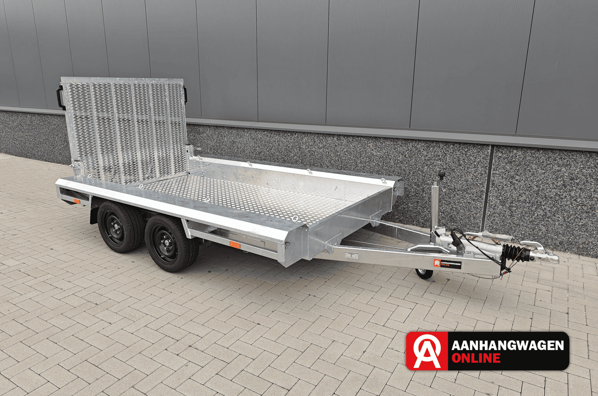 Vlemmix Machinetransporter 400x150 2x1800kg + aluminium bodemplaat + Sjorogen (1)